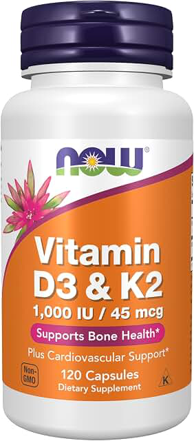 NOW Vitamin D3 & K2 120 Veg Capsules product photograph