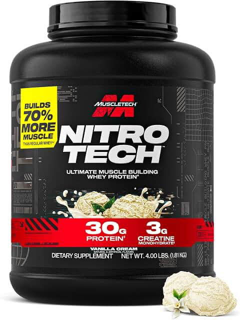 MuscleTech Nitro-Tech Whey Protein with Creatine Vanilla 1.81kg product photograph