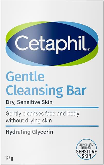 Cetaphil Gentle Cleansing Bar 127g, Soap-Free Face & Body Cleanser product packaging