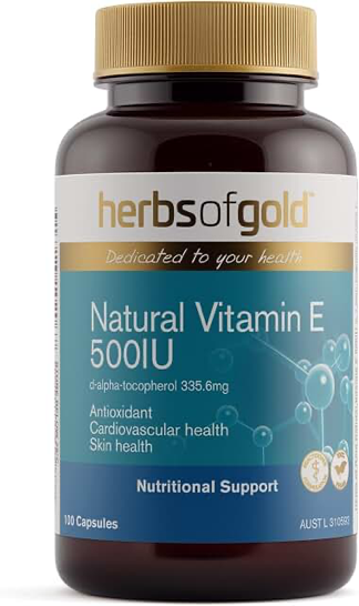 Herbs of Gold Natural Vitamin E 500 IU — 100 Capsules product photograph