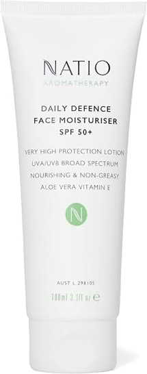 Natio Aromatherapy Daily Defence Face Moisturiser SPF50+ 100ml product packaging