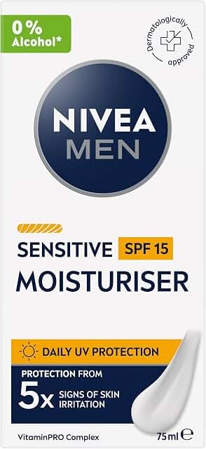 NIVEA MEN Sensitive Protect Face Moisturiser SPF15 75ml product packaging