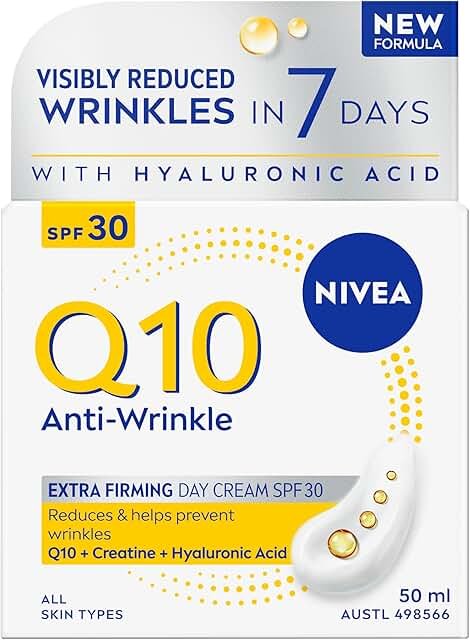 NIVEA Q10 Anti-Wrinkle Extra Firming Day Cream with Hyaluronic Acid SPF 30 50ml product packaging