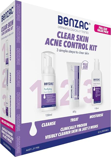 Benzac Clear Skin Acne Control 3 Step Starter Kit product photograph