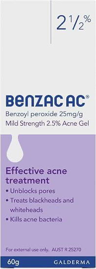 Benzac AC 2.5% Mild Acne Gel 60g product photograph