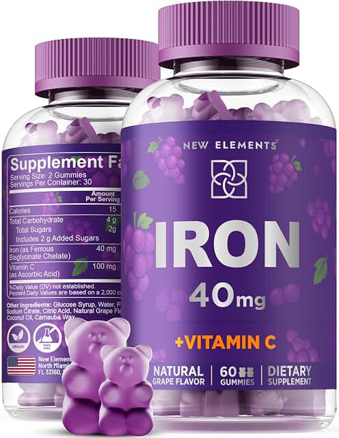 New Elements Iron Gummies 40 mg with Vitamin C 100 mg product photograph