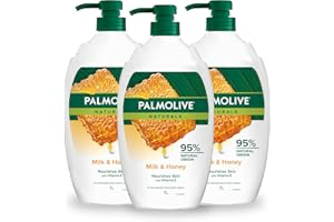 Palmolive Naturals Milk and Honey Body Wash 3 x 1L product packaging