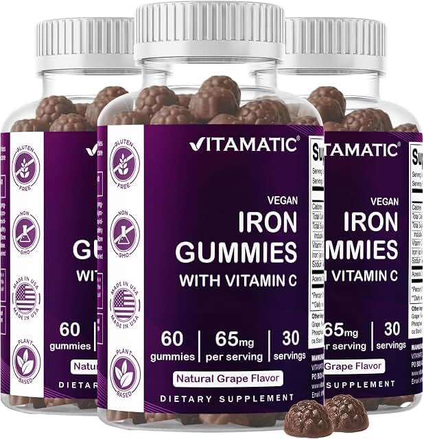 Vitamatic Iron Gummies 65 mg — 60 Gummies per Bottle, Multi-Bottle Listing product photograph