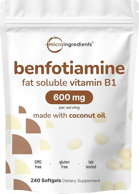 Micro Ingredients Vitamin B1 Benfotiamine 600 mg — 240 Softgels product photograph