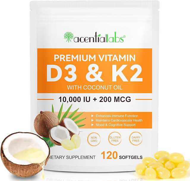 Vitamin D3 + K2 MK-7 200mcg Softgels product photograph