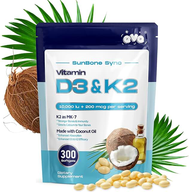 Vitamin D3 10000 IU + K2 MK-7 200mcg 300 Softgels product photograph