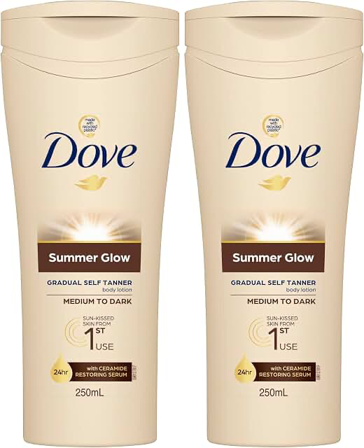 Dove Summer Glow Medium to Dark Gradual Self Tanner 250ml (Pack of 2) product packaging