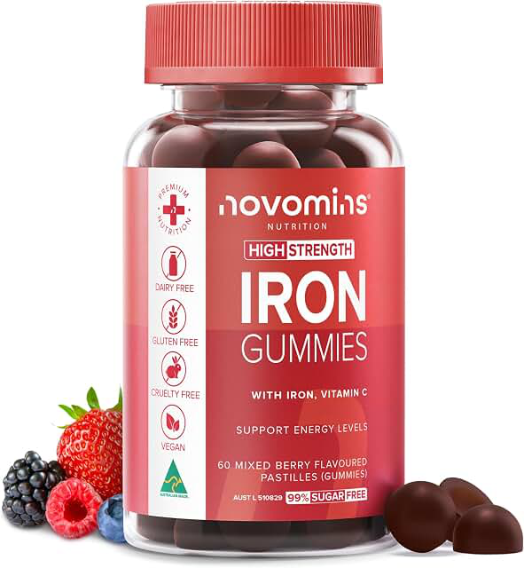 Novomins Iron Gummies with Vitamin C 24mg Listing product photograph