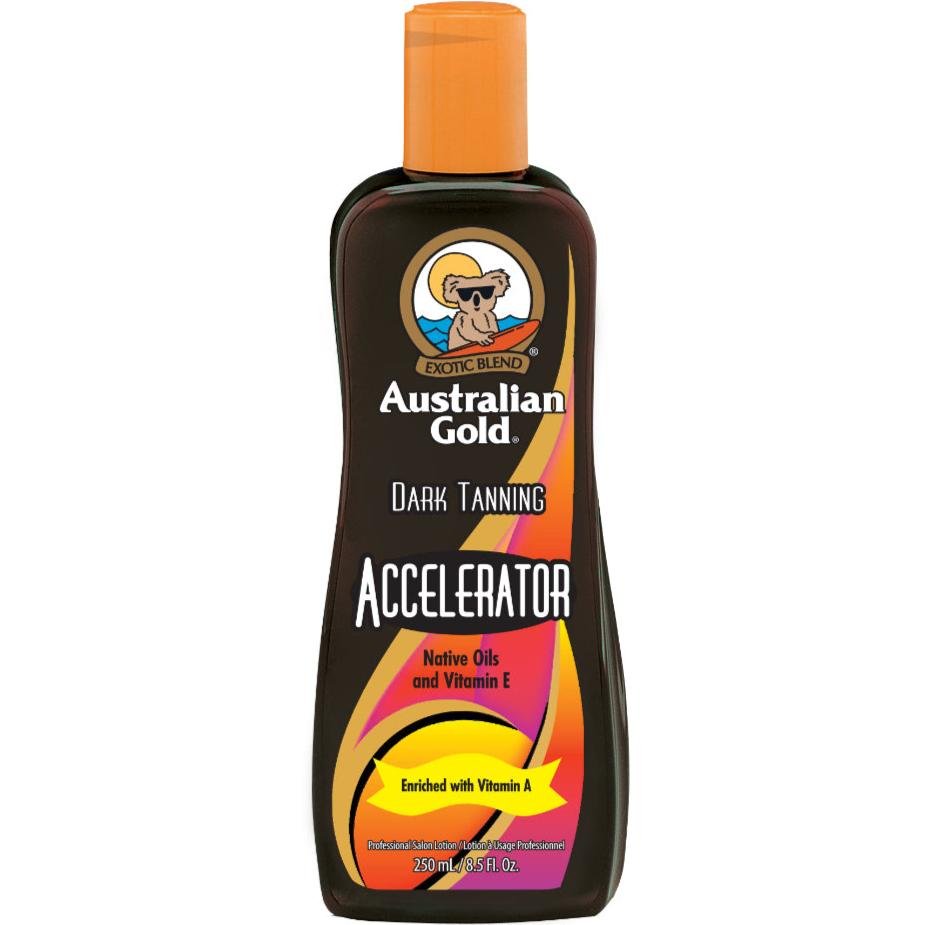 Australian Gold Dark Tanning Accelerator Lotion 250ml orange-cap bottle