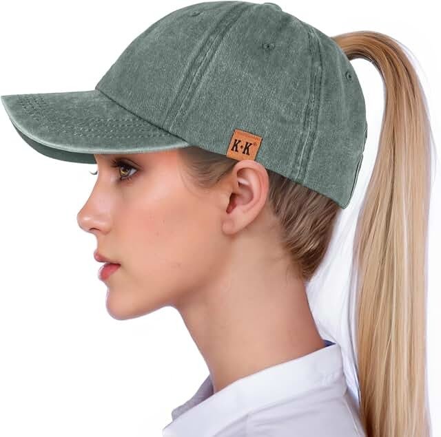 BLURBE Women’s Washed Cotton High Ponytail Cap