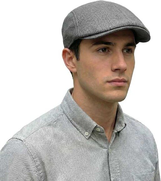Lafefe Men’s Linen-Style Flat Cap — Grey