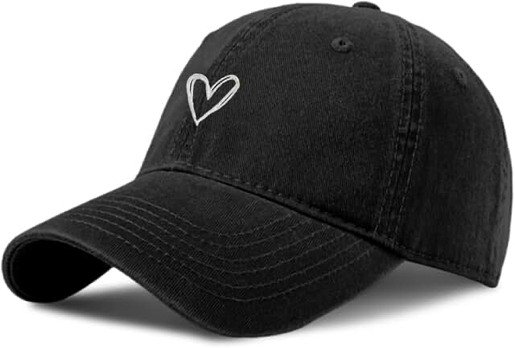 Pairxily Heart-Embroidered Distressed Baseball Cap
