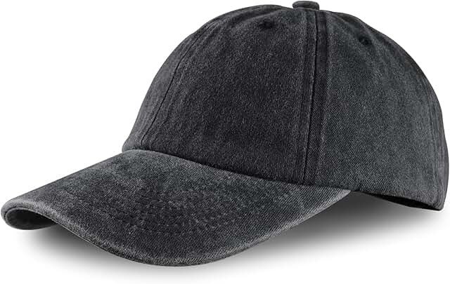 Vintage Washed Cotton Baseball Cap — Black