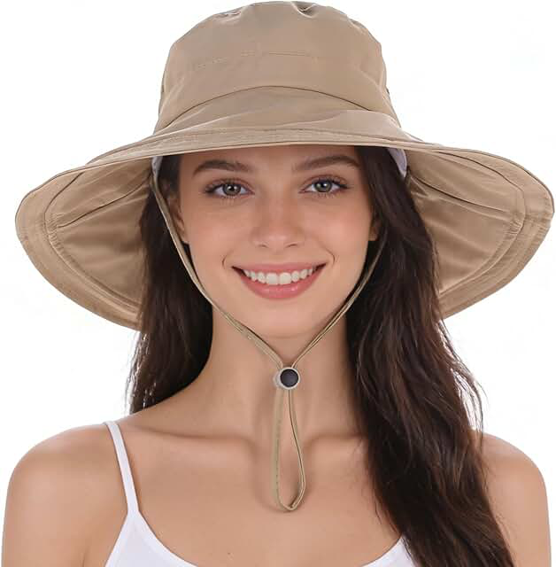 EINSKEY Women’s Bucket Sun Hat — Ponytail Opening, Packable
