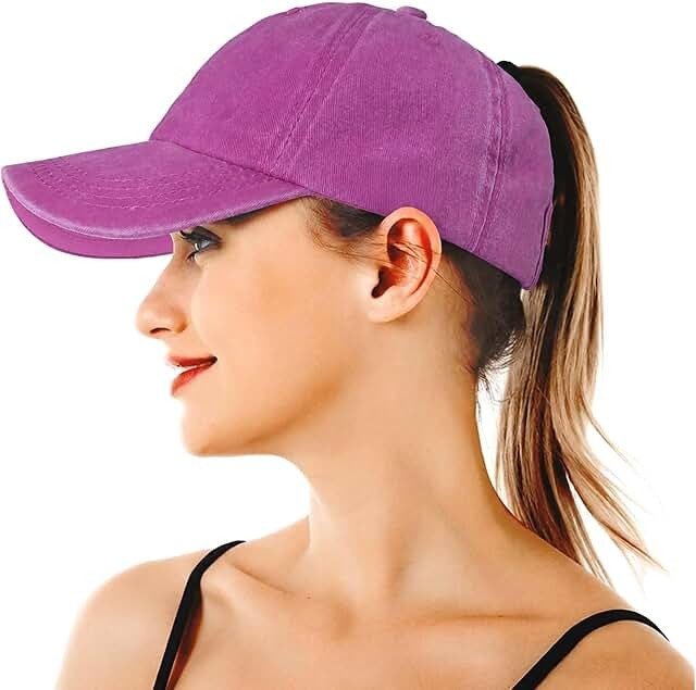 Hebenie Women’s High Ponytail Cotton Baseball Cap