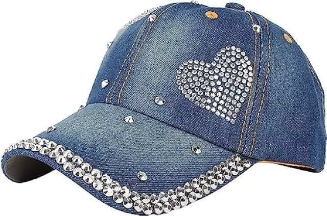 Women’s Rhinestone Denim Baseball Cap