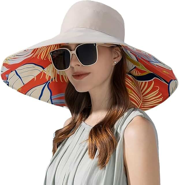Pocadri Adult Wide Brim Sun Hat — Reversible, Packable