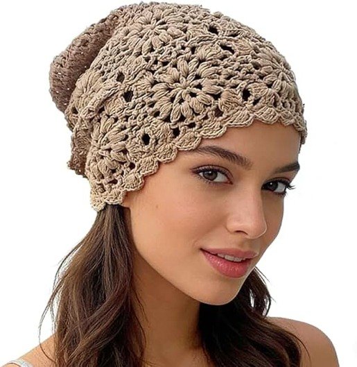 Women’s Cotton Crochet Slouchy Skull Cap