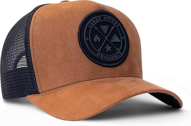 Five-Panel Mesh-Back Snapback Trucker Cap — Brown