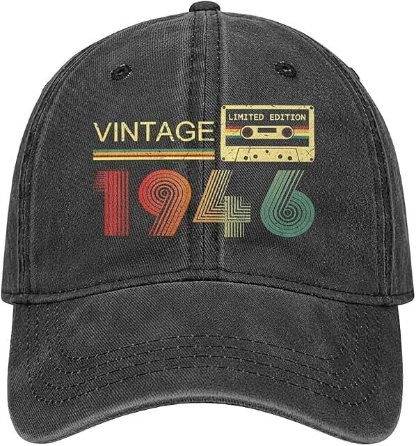 Vintage Birth-Year Baseball Cap — Black