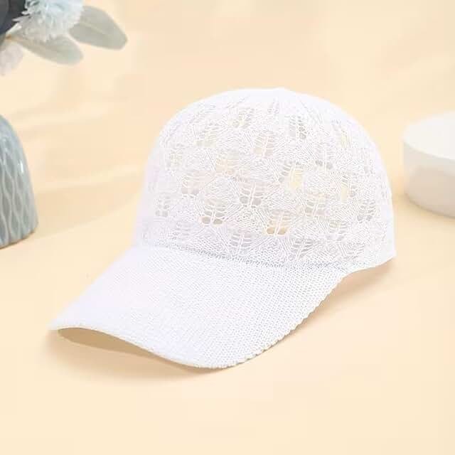 Women’s Knit Mesh Baseball Cap — White