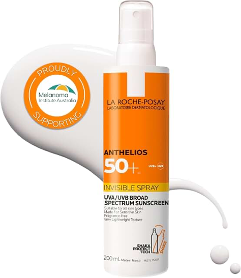 La Roche-Posay Anthelios Invisible Spray Sunscreen SPF50+ Face & Body 200ml product packaging