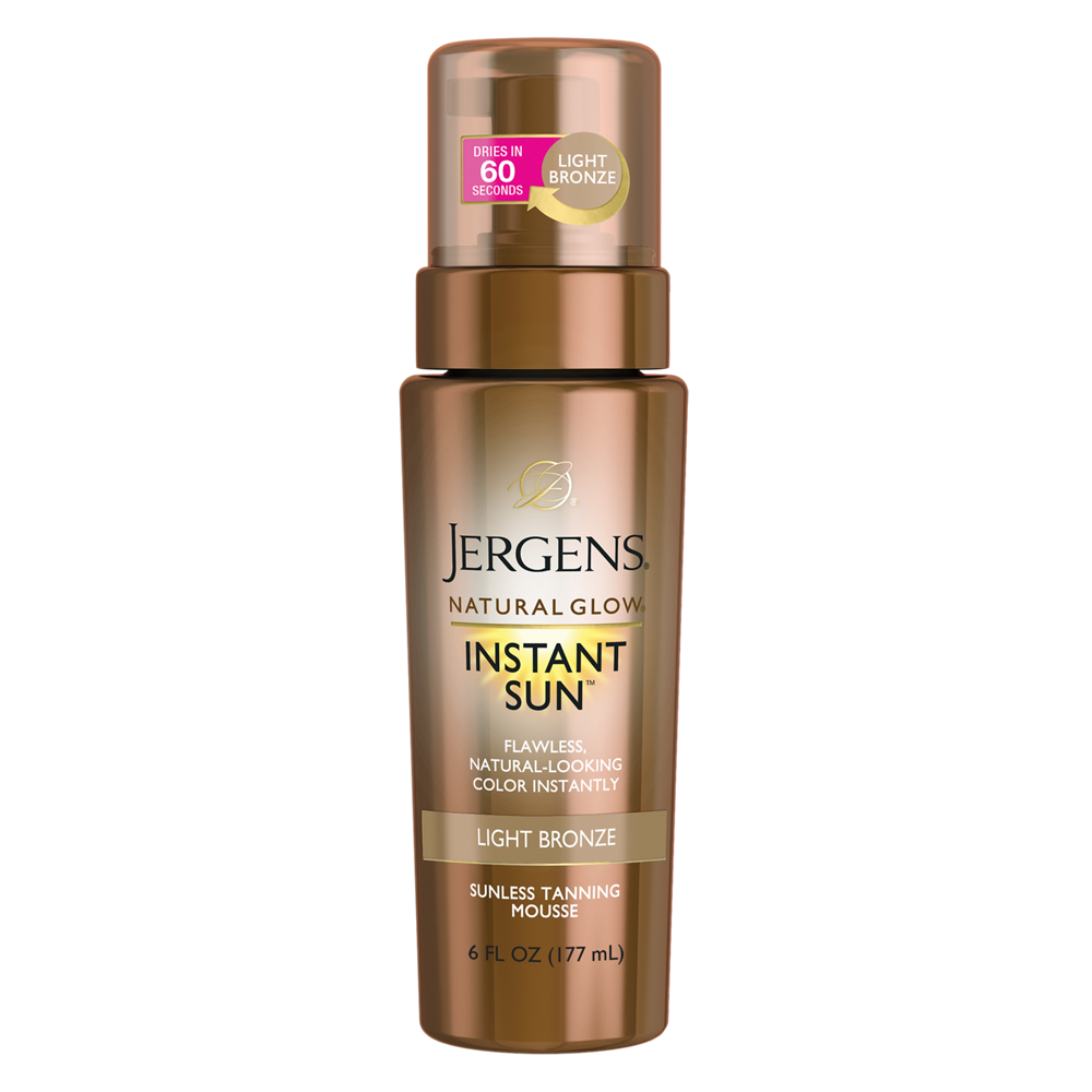 Jergens Natural Glow Instant Sun Light Bronze sunless tanning mousse 177ml front bottle