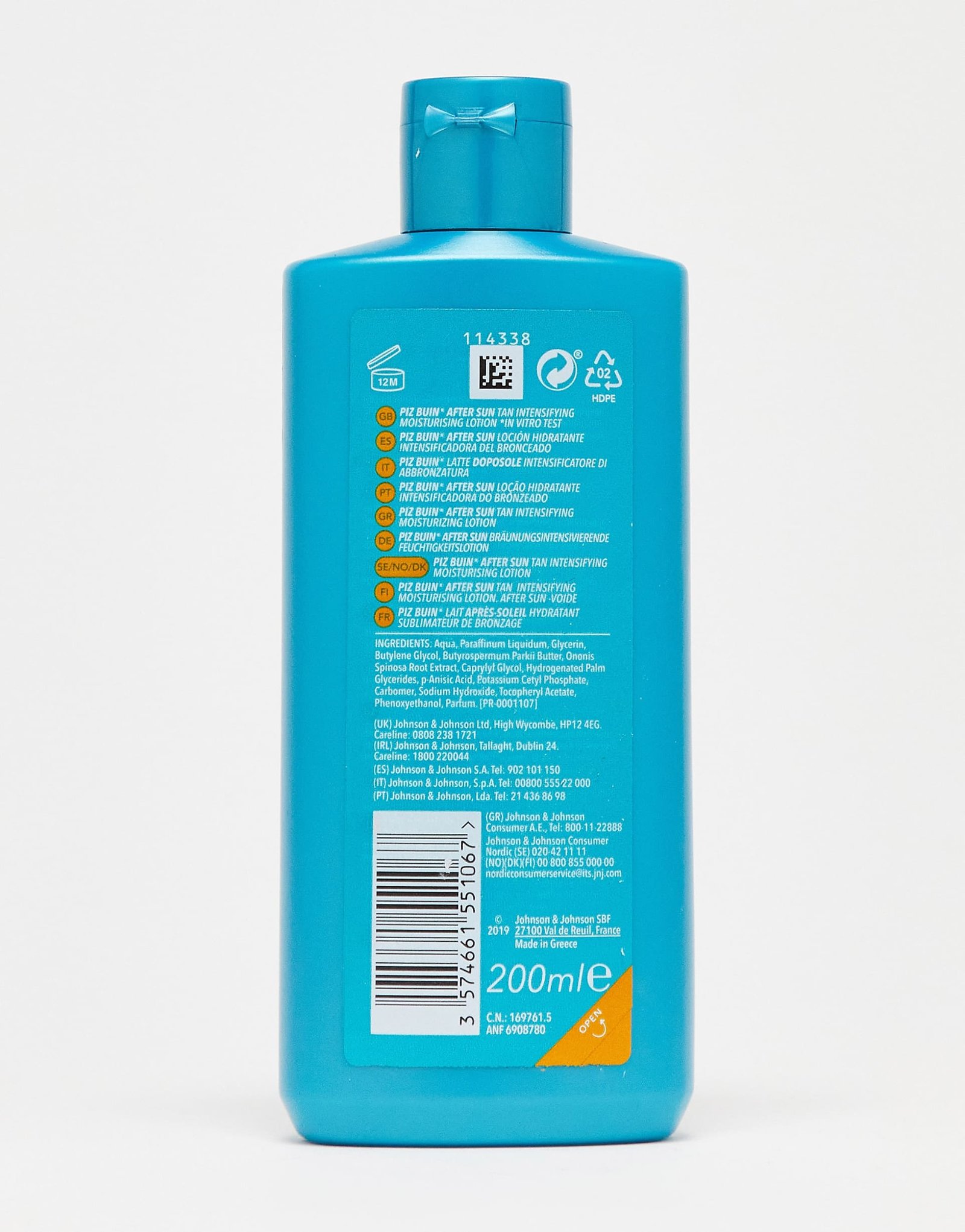 Piz Buin After Sun Tan Intensifying Lotion 200 ml back label