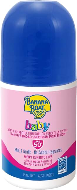 Banana Boat Baby Sunscreen Roll-On Lotion SPF50+ 75ml product packaging