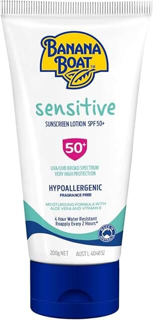 Banana Boat Sensitive Sunscreen Lotion SPF50+ 200g product packaging