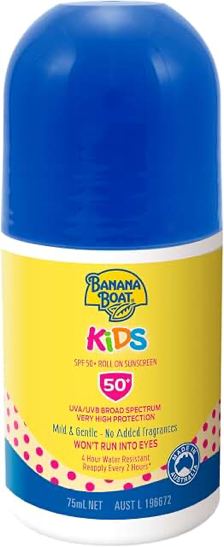 Banana Boat Kids Sunscreen Roll-On SPF50+ 75ml product packaging