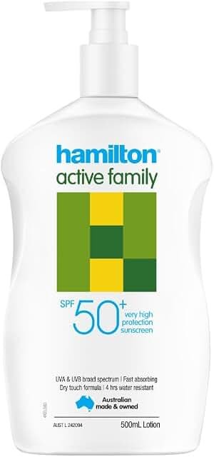 Hamilton Active Family Lotion with SPF50+ 500ml product packaging