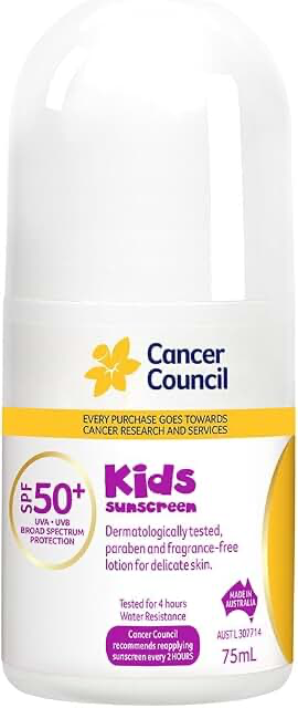 Cancer Council Kid's SPF50+ Sunscreen Roll On 75ml product packaging