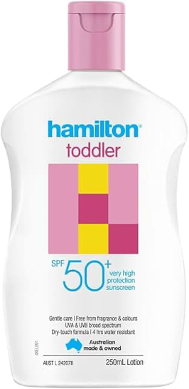 Hamilton Toddler Lotion SPF50+ 250ml product packaging