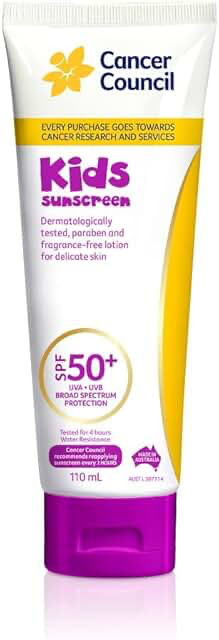 Cancer Council Kids Sunscreen SPF50+ 110ml product packaging