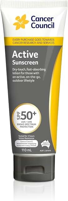 Cancer Council Active Sunscreen Lotion SPF50+ 110ml product packaging