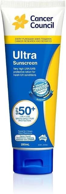 Cancer Council Ultra SPF50+ Sunscreen 250ml Tube product packaging