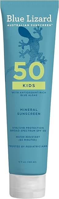 BLUE LIZARD Kids Sunscreen Lotion SPF50+ 5oz Tube, cream product packaging