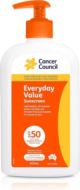 Cancer Council Everyday Value Sunscreen Lotion SPF50+ 500ml product packaging