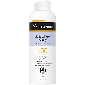 Neutrogena Ultra Sheer Body Mist Sunscreen SPF50 140g product packaging