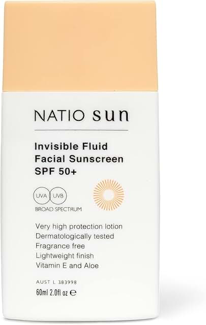 Natio Invisible Fluid Facial Sunscreen SPF50+ 60ml - Ultra- Light Sunscreen Lotion UVA/UVB product packaging