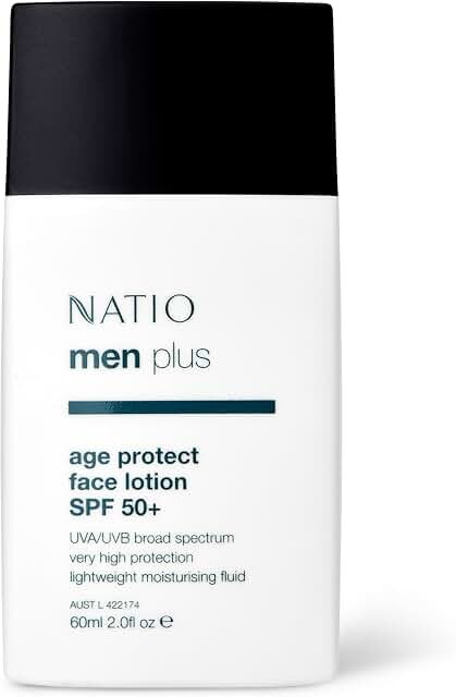 Natio Men Plus Age Protect Face Lotion SPF50+ 60ml product packaging