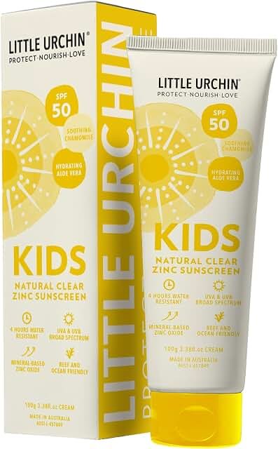 Little Urchin Kids Natural Zinc Sunscreen SPF50 100g product packaging