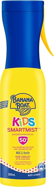 Banana Boat Kids SmartMist Sunscreen Spray SPF50+ product packaging